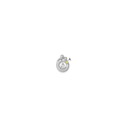 14K Weißgold 1 Geburtsstein und Diamant Mutter/child Kette Anhänger Halbfassung