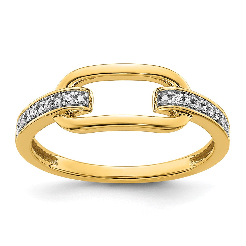 14K Gelbgold poliert Diamant-Glieder-Ring
