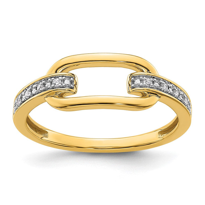 14K Gelbgold poliert Diamant-Glieder-Ring