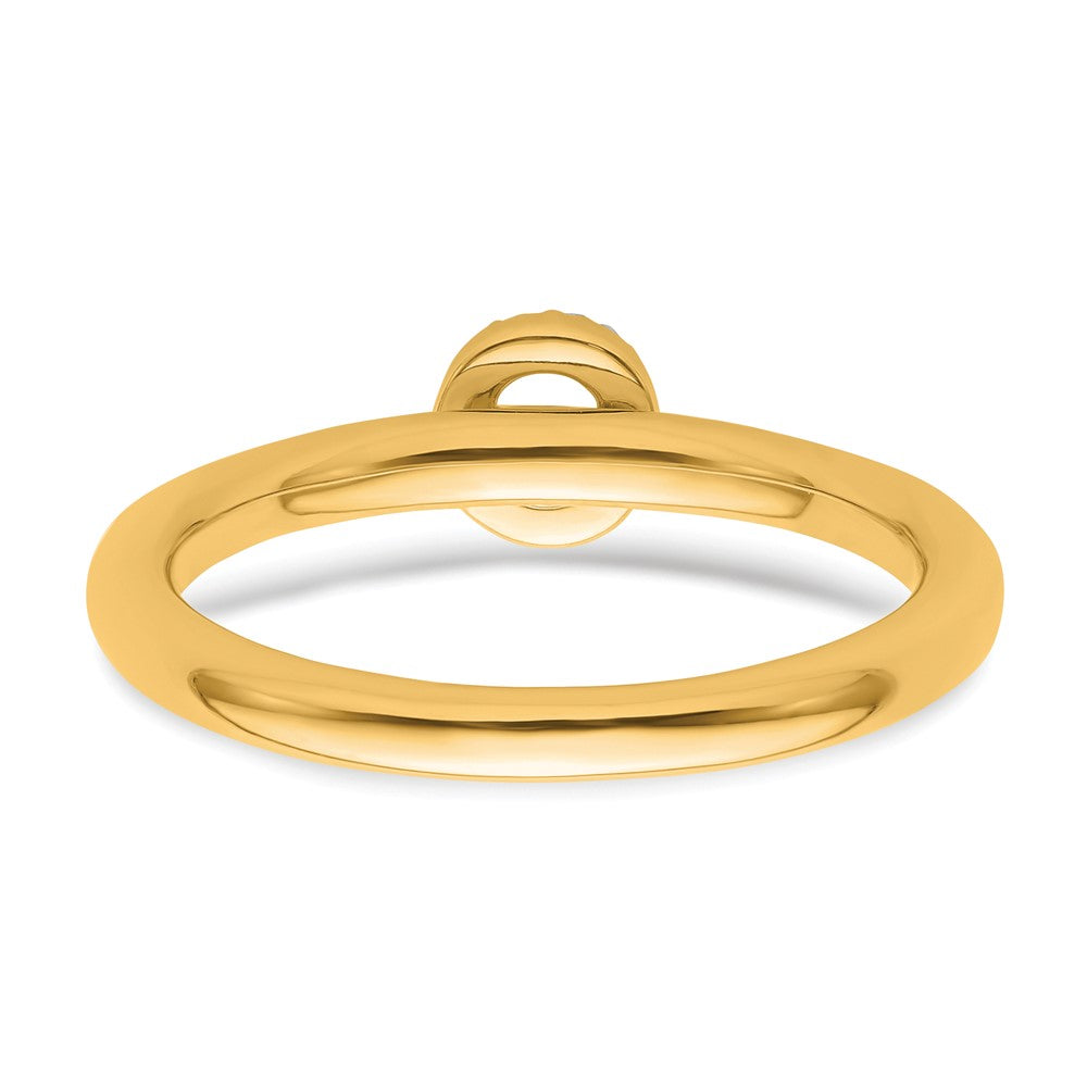 14K Gelbgold Stapelbar Diamant Initiale O Größe 7 Ring