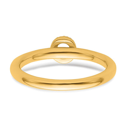 14K Gelbgold Stapelbar Diamant Initiale O Größe 7 Ring