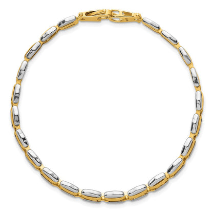 14K Bicolor Gold Bicolor Poliert 6.65mm Fantasieglieder Gliederarmband