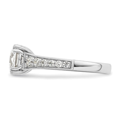 14K Weißgold (holds 2 Karat (8.2mm) Rund Mittig) 3/8 Karat Diamant Halbfassung Verlobungsring
