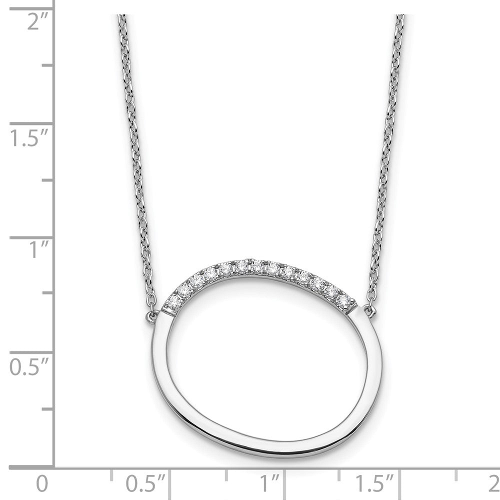 14K Weißgold Seitlich Diamant Initiale O 18 Zoll Halskette