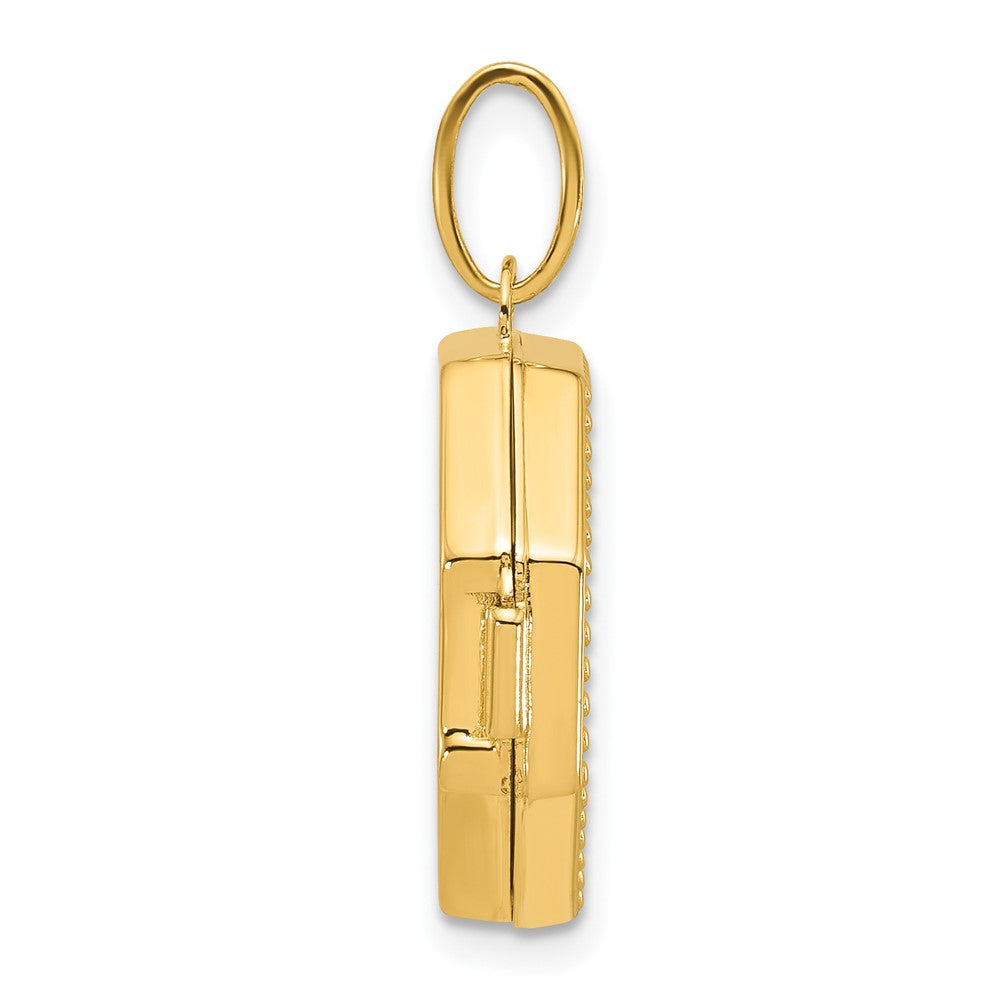 14K Gelbgold Poliert mit Gekugelt Rand 18mm Octagon Geformt Medaillon