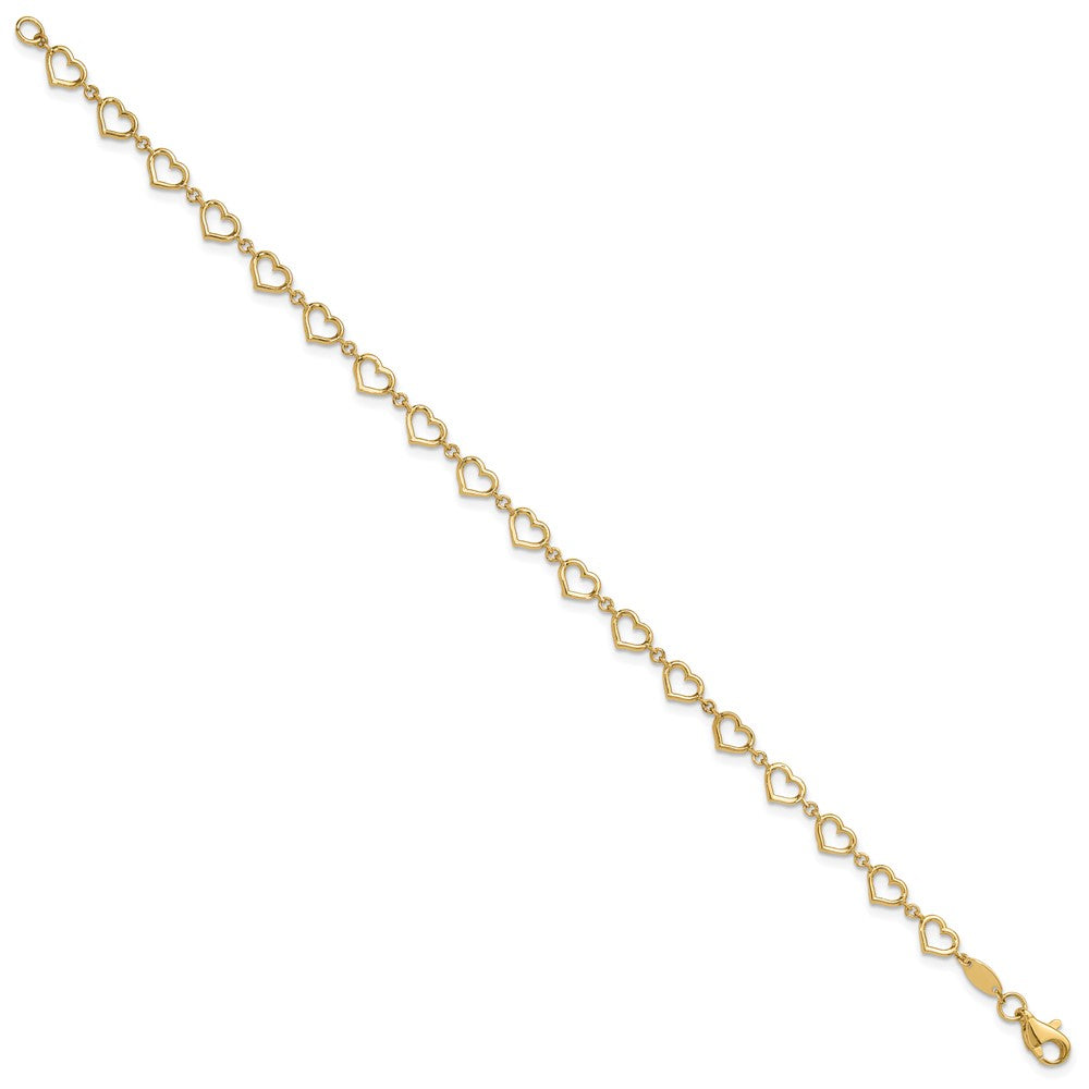 14K Gelbgold Poliert Offen Herz Glieder 7.5 Zoll Armband