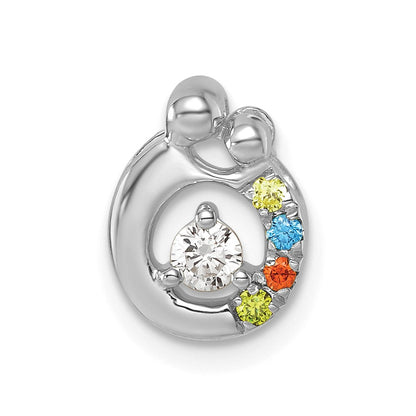 14K Weißgold 4 Echt Geburtsstein und Diamant. Mutter/child Kette Anhänger