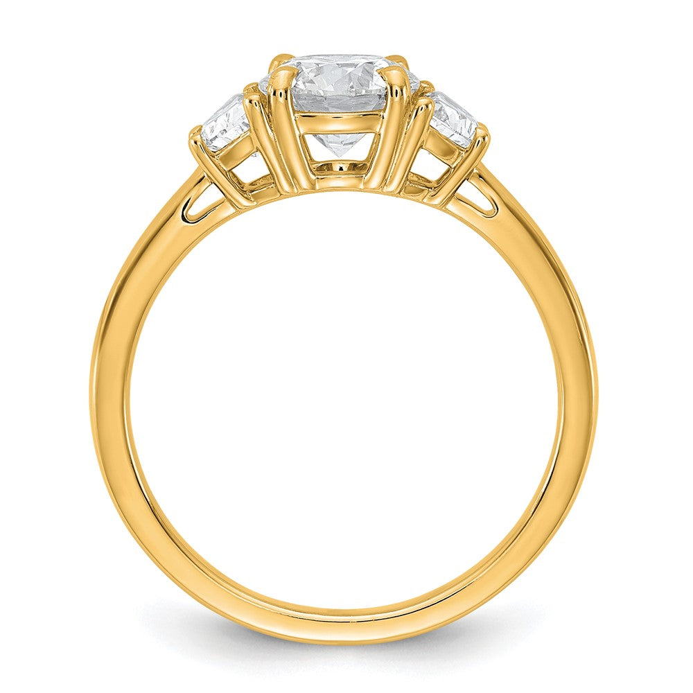 14K Gelbgold 3/8 Karat Im Labor Gezüchtet Diamant Vs+ F+ 1 Karat Mittig Rund Halbfassung Dreistein Verlobungsring