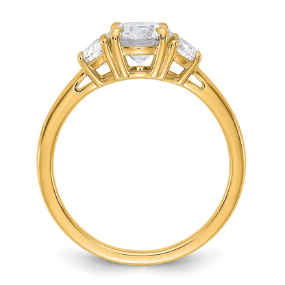 14K Gelbgold 3/8 Karat Im Labor Gezüchtet Diamant Vs+ F+ 1 Karat Mittig Rund Halbfassung Dreistein Verlobungsring