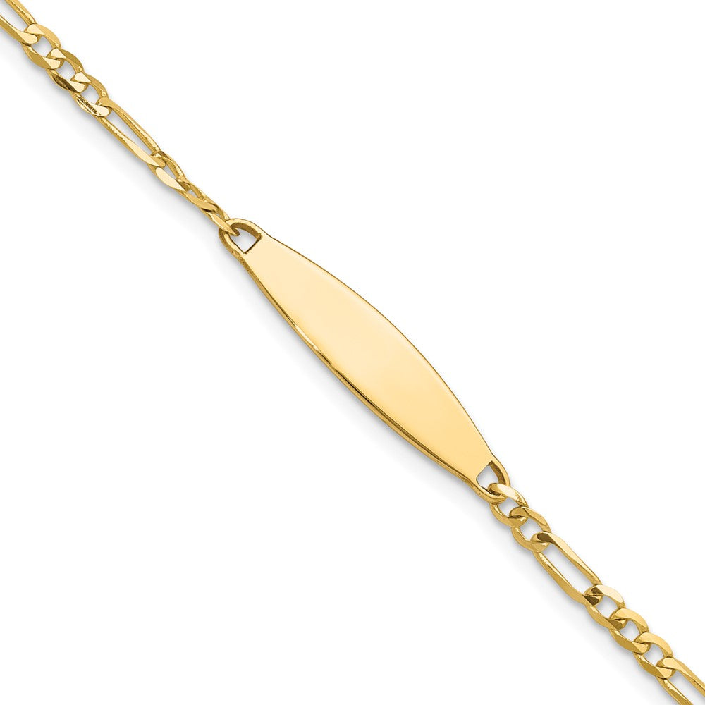14K Gelbgold Poliert Massiv Kette/solid Platte Figaro Glieder 24.6x5.5mm Platte Id Armband