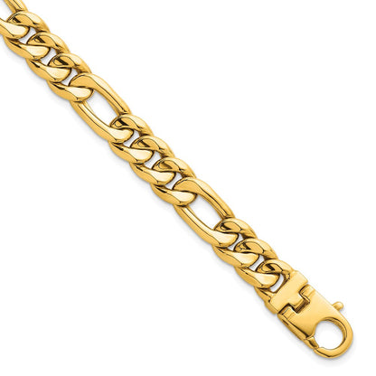 14K Gelbgold Poliert 8.75mm Flach Figaro Kette Herren Armband