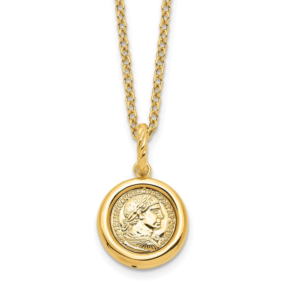 14K Gelbgold Poliert Replica Roman Münze 18 Zoll Halskette