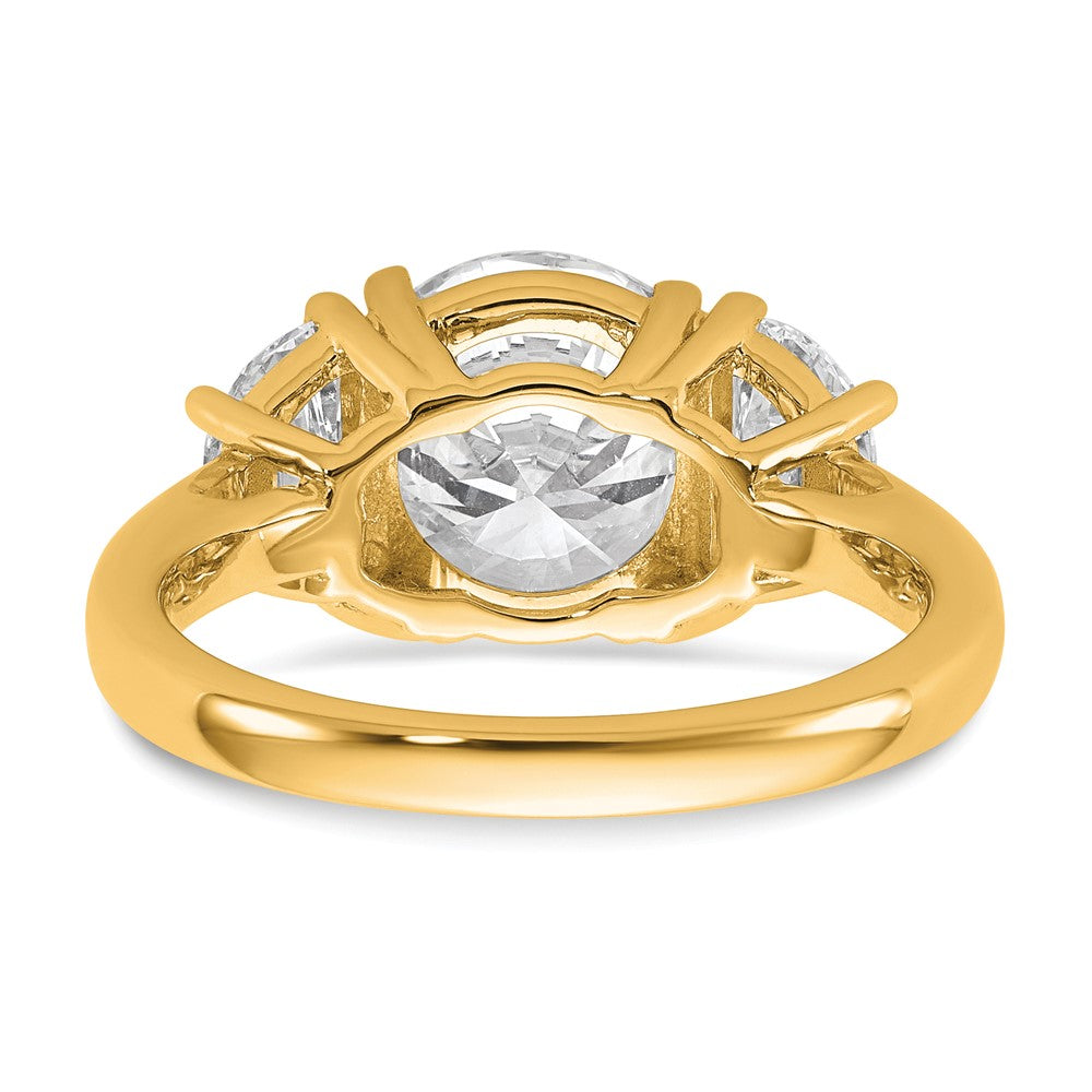 14K Gelbgold 1 Karat Im Labor Gezüchtet Diamant Vs+ F+ 3 Karat Mittig Rund Halbfassung Dreistein Verlobungsring