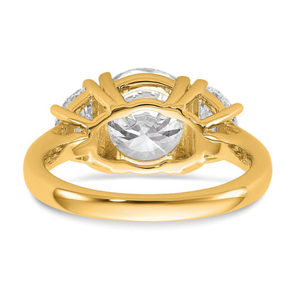 14K Gelbgold 1 Karat Im Labor Gezüchtet Diamant Vs+ F+ 3 Karat Mittig Rund Halbfassung Dreistein Verlobungsring