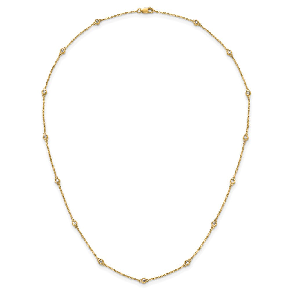 14K Gelbgold Komplett 3/8 Karat Zargenfassung-set Diamant und Ankerkette Kette 15-station 18 Zoll Halskette