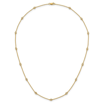 14K Gelbgold Komplett 3/8 Karat Zargenfassung-set Diamant und Ankerkette Kette 15-station 18 Zoll Halskette