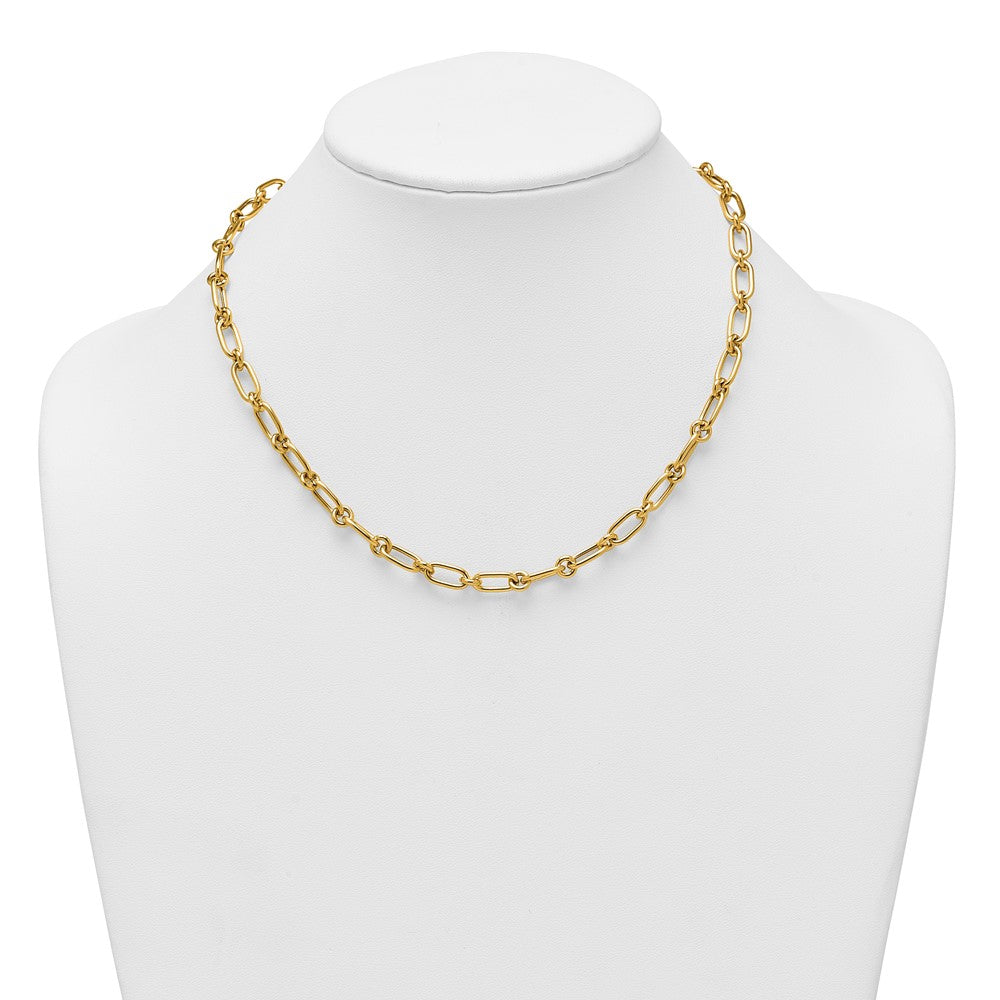 14K Gelbgold Poliert 6mm Oval und Kreis Glieder 18 Zoll Halskette