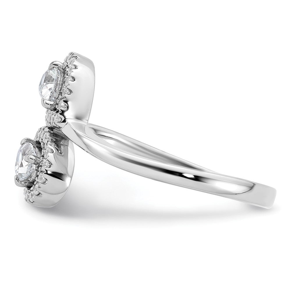 14K Weißgold Ring, poliert, mit Diamant im Birnenschliff, Bypass-Design