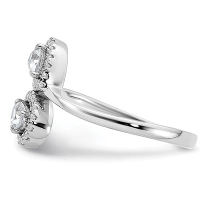 14K Weißgold Ring, poliert, mit Diamant im Birnenschliff, Bypass-Design