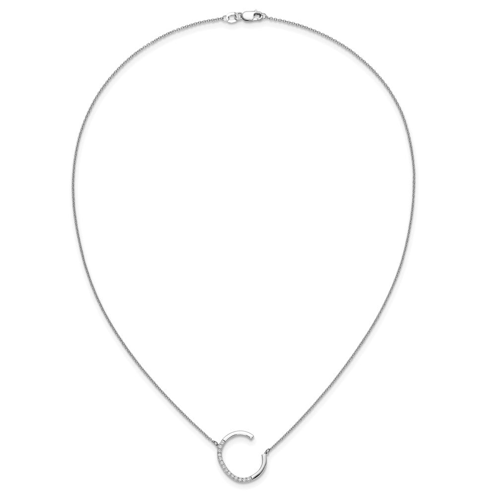14K Weißgold Seitlich Diamant Initiale C 18 Zoll Halskette