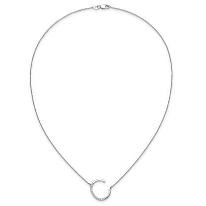 14K Weißgold Seitlich Diamant Initiale C 18 Zoll Halskette