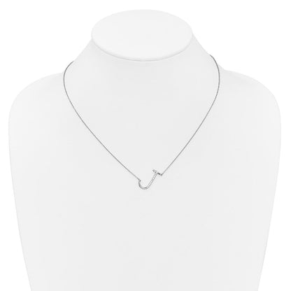 14K Weißgold Seitlich Diamant Initiale J 18 Zoll Halskette