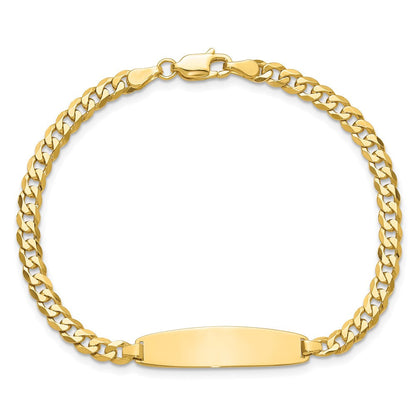 14K Gelbgold Poliert Massiv Kette/solid Platte Flach Panzer Glieder Abgerundet 32.5x7.4mm Platte 8 Zoll Id Armband