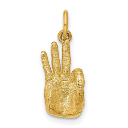 14K Gelbgold Amerikanische Gebärdensprache Alphabet Fingeralphabet Zeichen F Anhänger