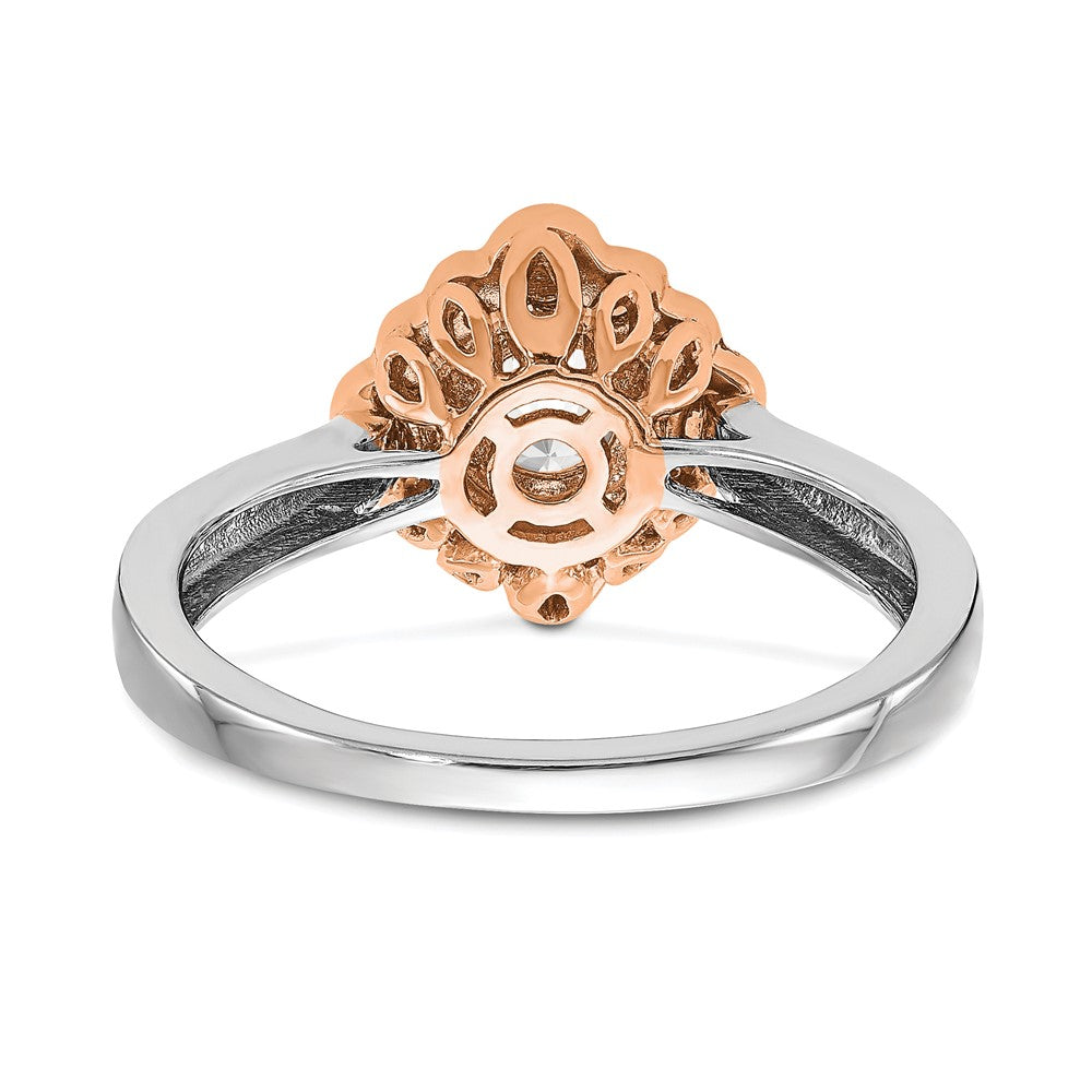 True Origin 14K Bicolor Weiß- und Roségold Verlobungsring mit 0,25 ct. im Labor gezüchtetem Diamant VS+ F+, Halbfassung, Rund, Halo