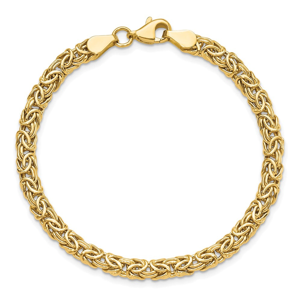 14K Gelbgold Poliert Byzantiner 7 Zoll Armband