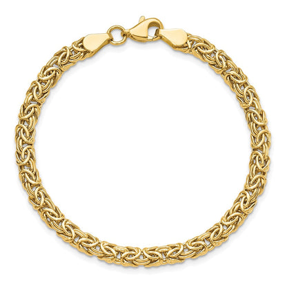 14K Gelbgold Poliert Byzantiner 7 Zoll Armband