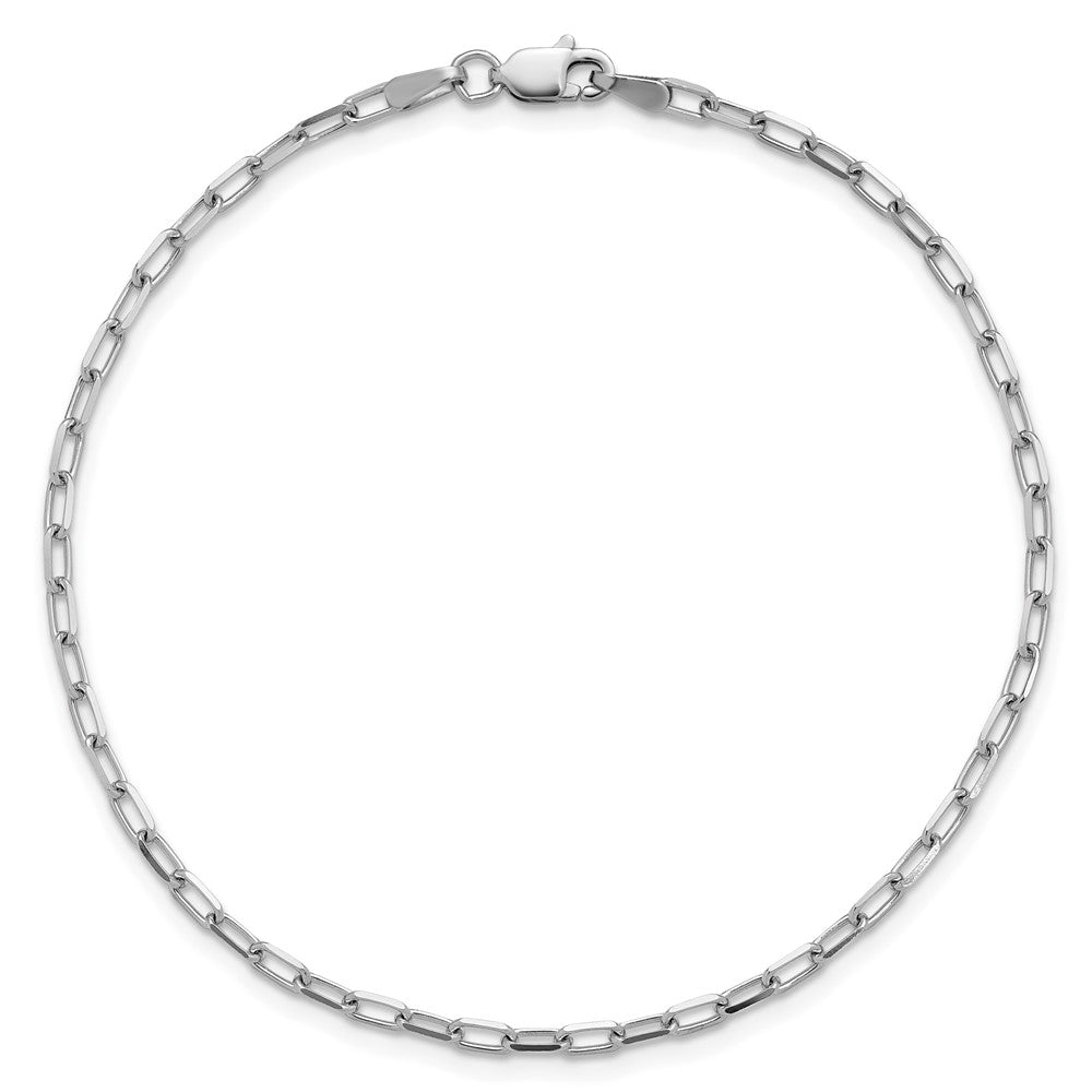 14K Weißgold 2.1mm Massiv Abgeschrägt Büroklammer Kette Fußkettchen