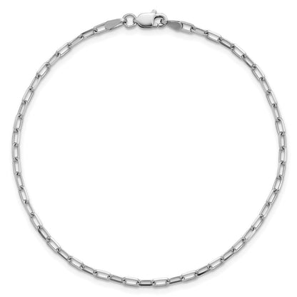 14K Weißgold 2.1mm Massiv Abgeschrägt Büroklammer Kette Fußkettchen