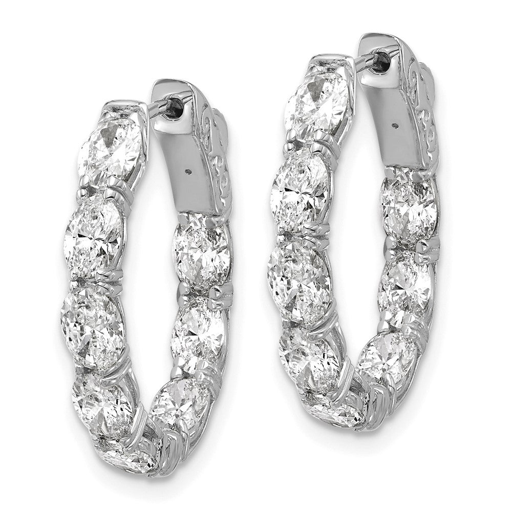 14K Weißgold zertifizierte 5x3 Oval Laborgezüchtete VS/SI FGH Diamant Innen/Außen Creolen