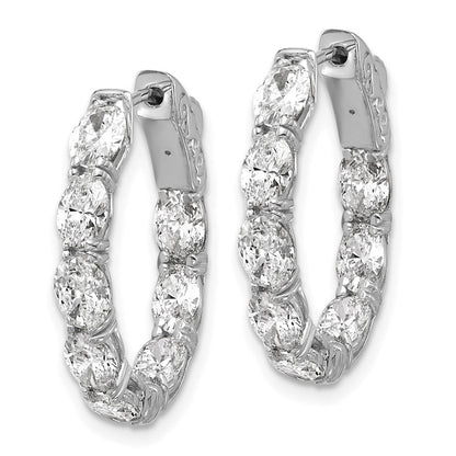 14K Weißgold zertifizierte 5x3 Oval Laborgezüchtete VS/SI FGH Diamant Innen/Außen Creolen