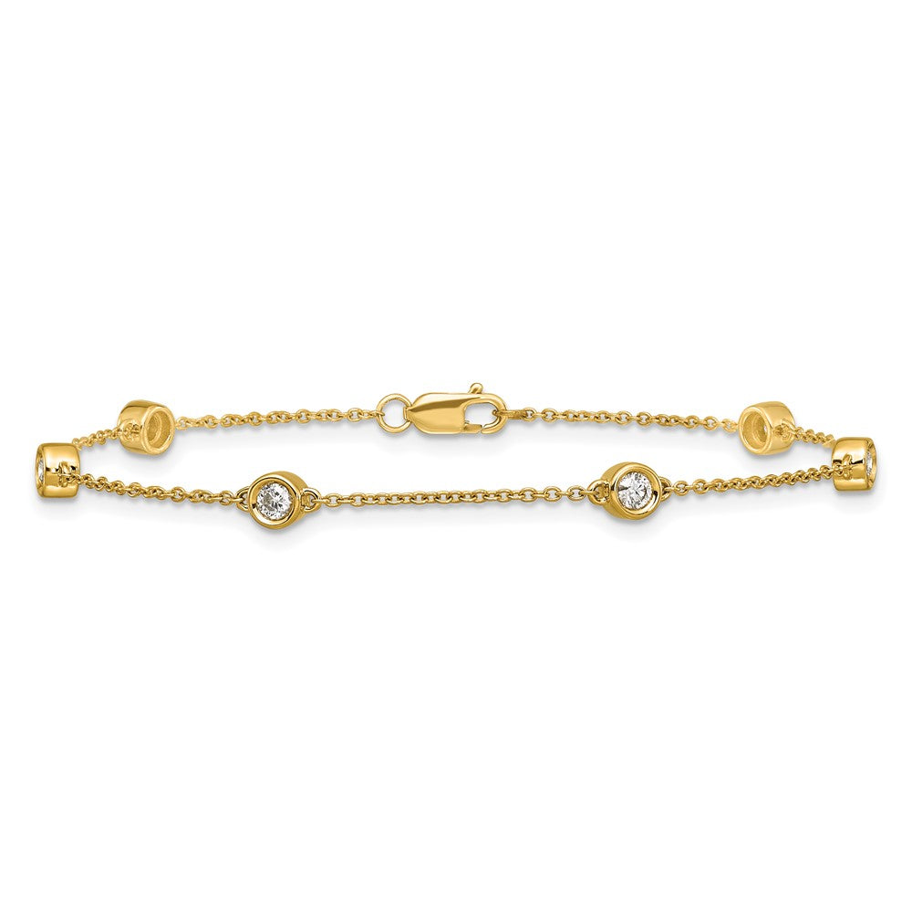 14K Gelbgold Komplett 1/3 Karat Zargenfassung-set Diamant und Ankerkette Kette 6-station 7 Zoll Armband