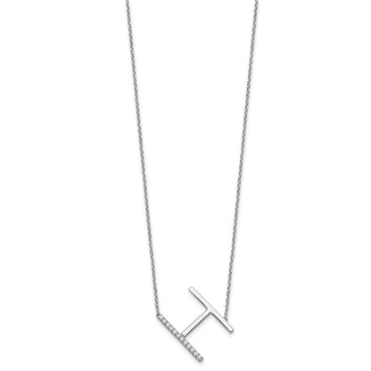 14K Weißgold Seitlich Diamant Initiale H 18 Zoll Halskette