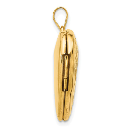 14K Gelbgold Poliert Fantasie Scrolled Design 24mm Herz Medaillon