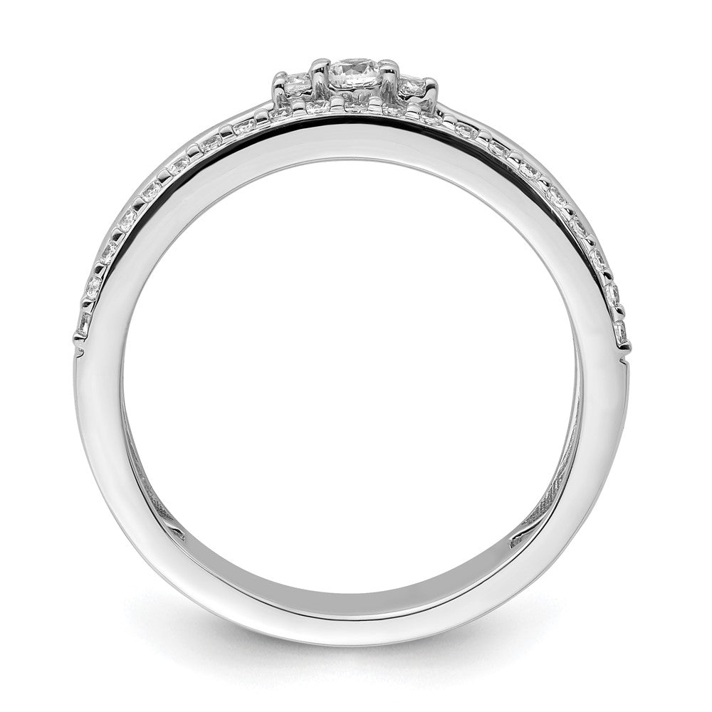 14K Weißgold Polierter Diamant-Doppel-Ehering Modering