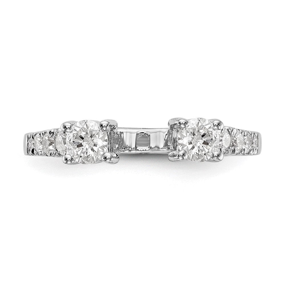 14K Weißgold 3-stone Plus Stift Set Mittig Diamant Halbfassung Verlobungsring