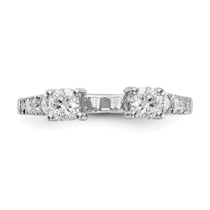 14K Weißgold 3-stone Plus Stift Set Mittig Diamant Halbfassung Verlobungsring
