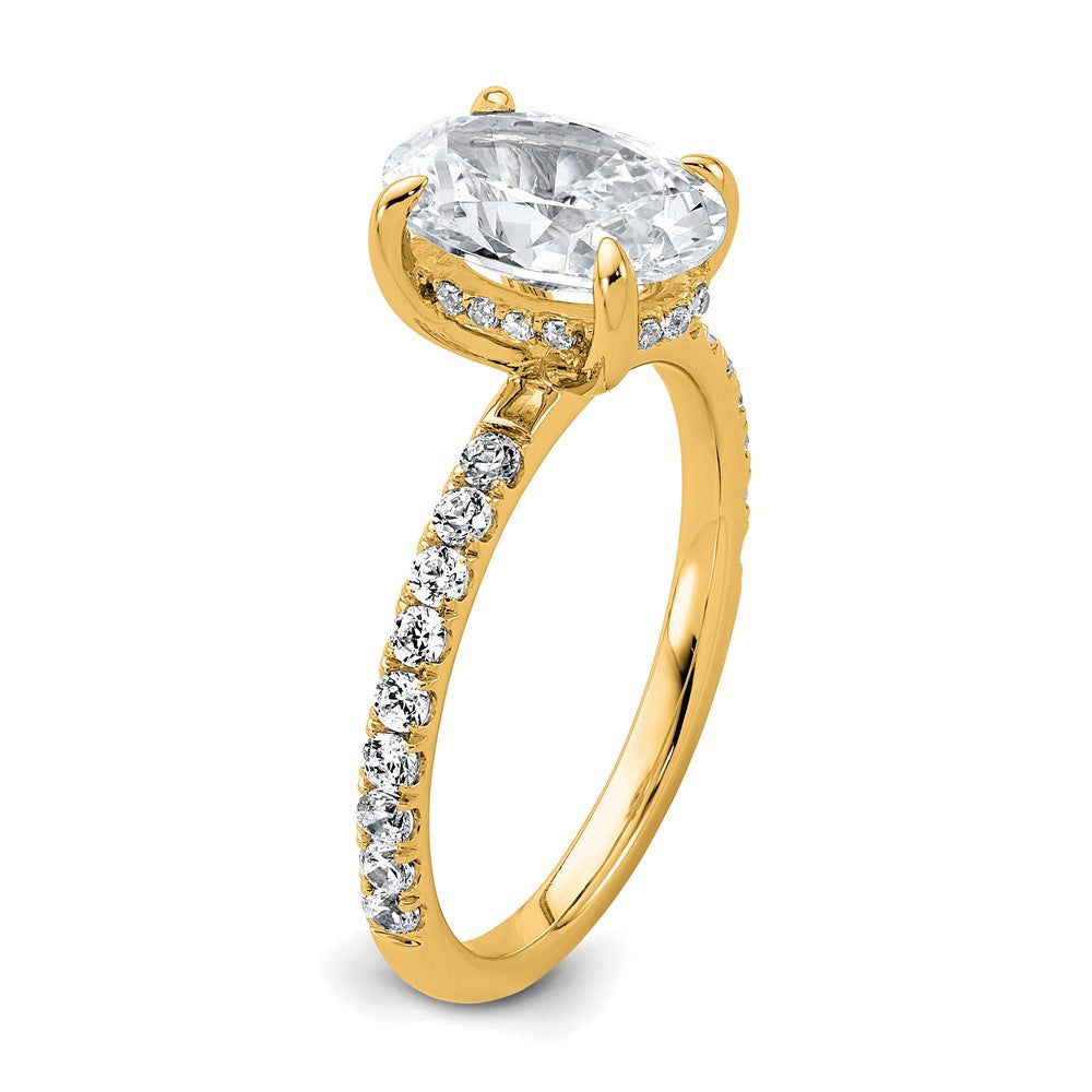 14K Gelbgold Verlobungsring mit 2,625 ct. zertifiziertem, im Labor gezüchtetem Diamant, VS/SI+ G+, Oval, Solitär mit Flair