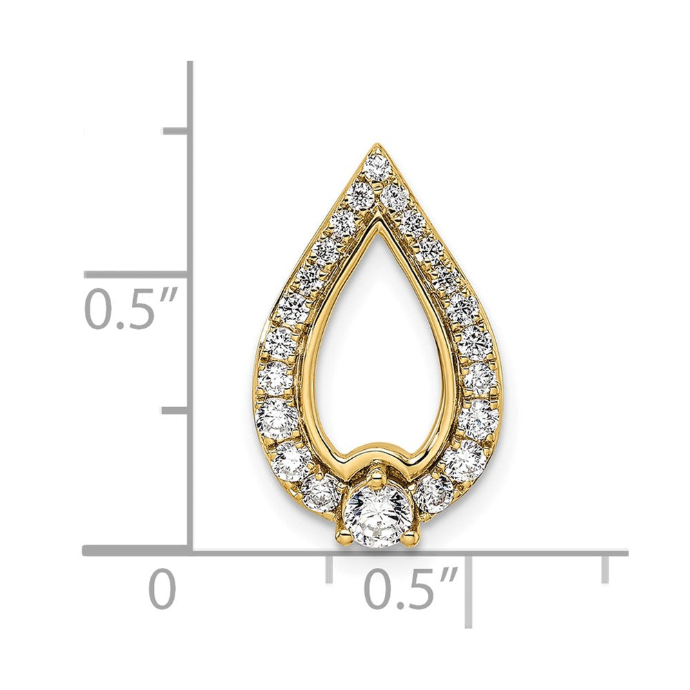 14K Gelbgold Poliert 1/2 Karat Diamant Tropfen Kette Anhänger