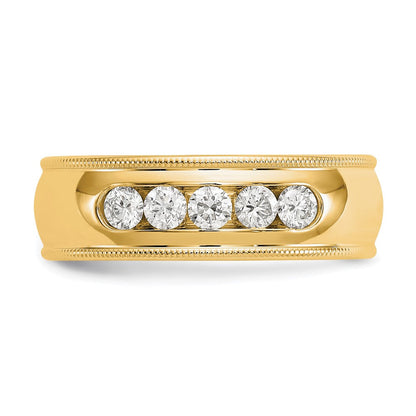 True Origin 14K Gelbgold Herren 1/2 Karat Im Labor Gezüchtet Diamant Vs+ F+ Größe 11 Komplett Miligrain Ehering Ring