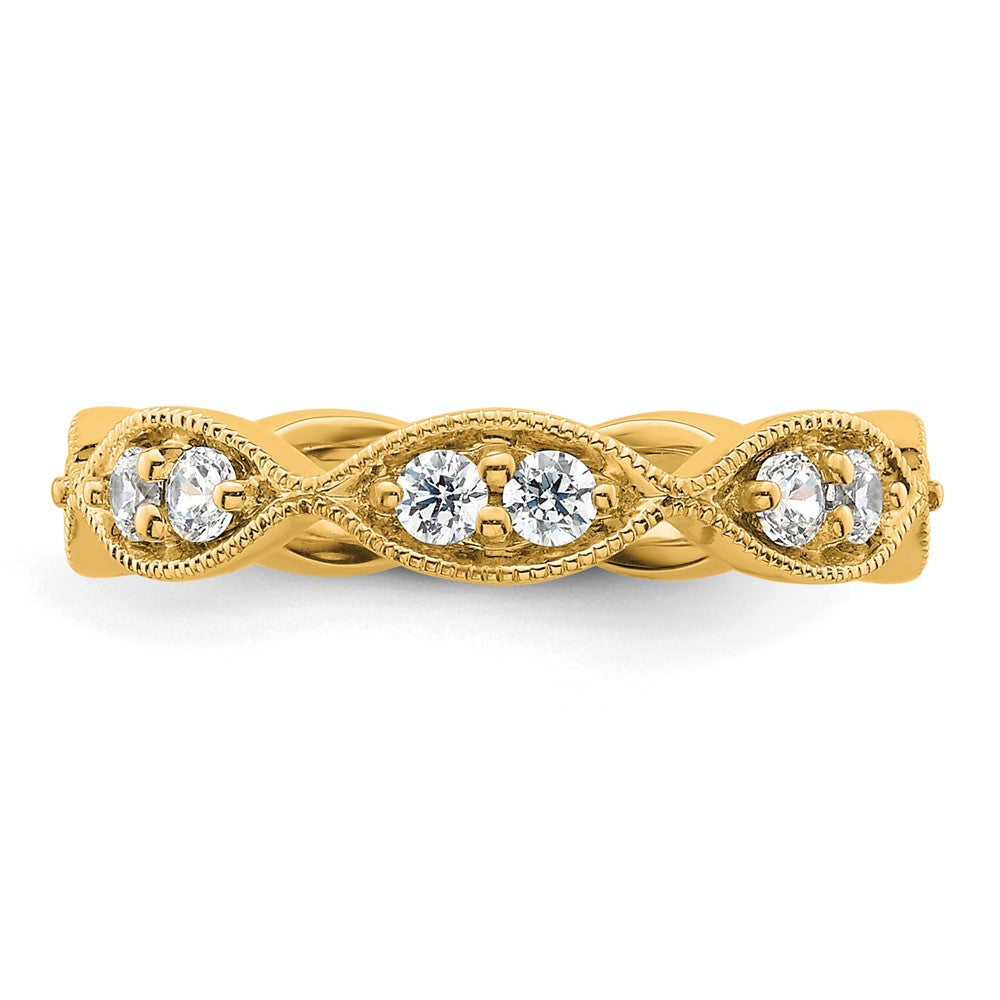14K Gelbgold Poliert Größe 4.5 Vintage Pavé 1/2 Karat Diamant Komplett Memoire Ehering Ring