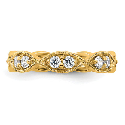 14K Gelbgold Poliert Größe 4.5 Vintage Pavé 1/2 Karat Diamant Komplett Memoire Ehering Ring