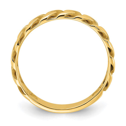 14K Gelbgold Poliert 4mm Panzer Glieder Ring