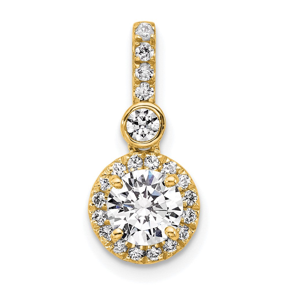 14K Gelbgold 1 Karat Zertifiziert Im Labor Gezüchtet Diamant Vs/si+ G+ Rund Komplett Heiligenschein Anhänger