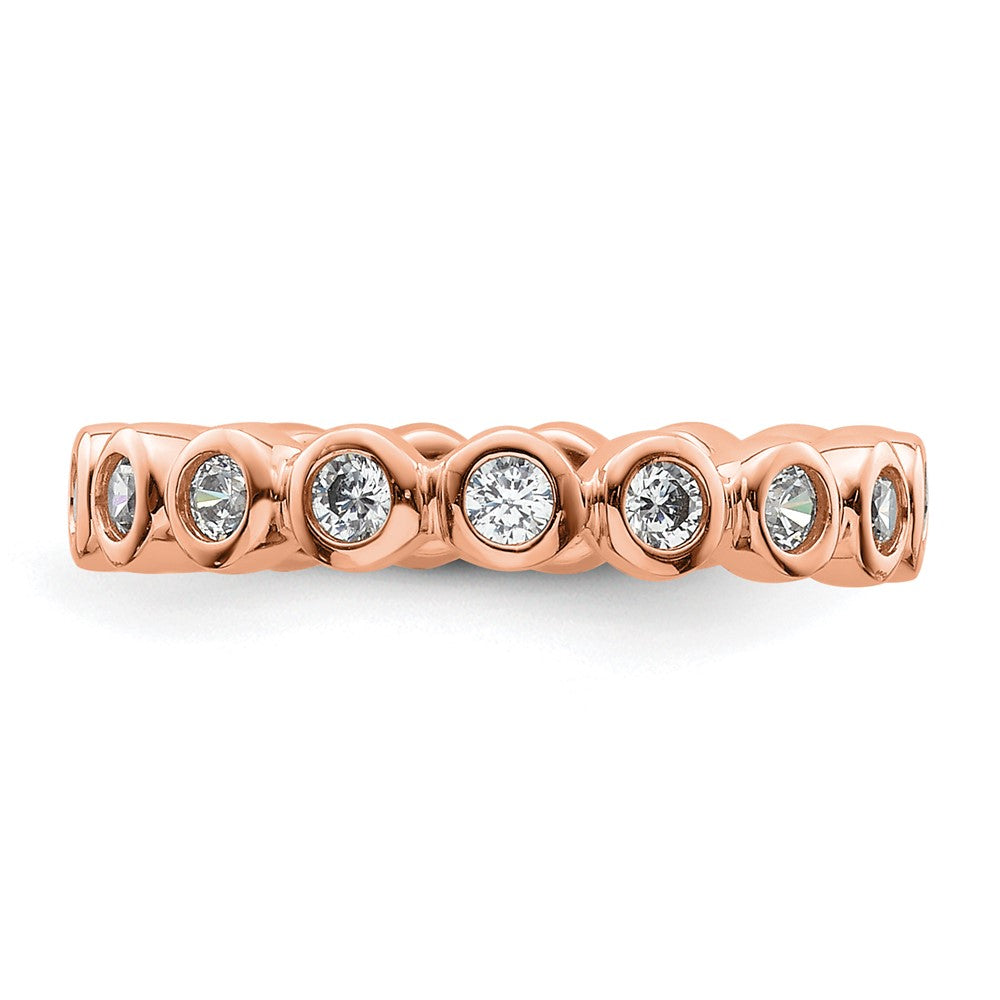 14K Roségold Poliert Größe 4 Zargenfassung-set 1/2 Karat Diamant Komplett Memoire Ehering Ring