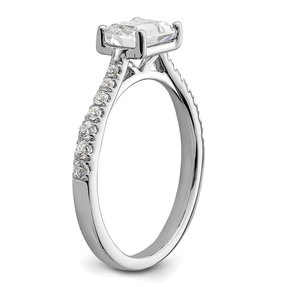14K Weißgold Ost West (holds 1 Karat (6.9x5.2mm) Smaragd-cut Mittig) 1/4 Karat Diamant Halbfassung Verlobungsring